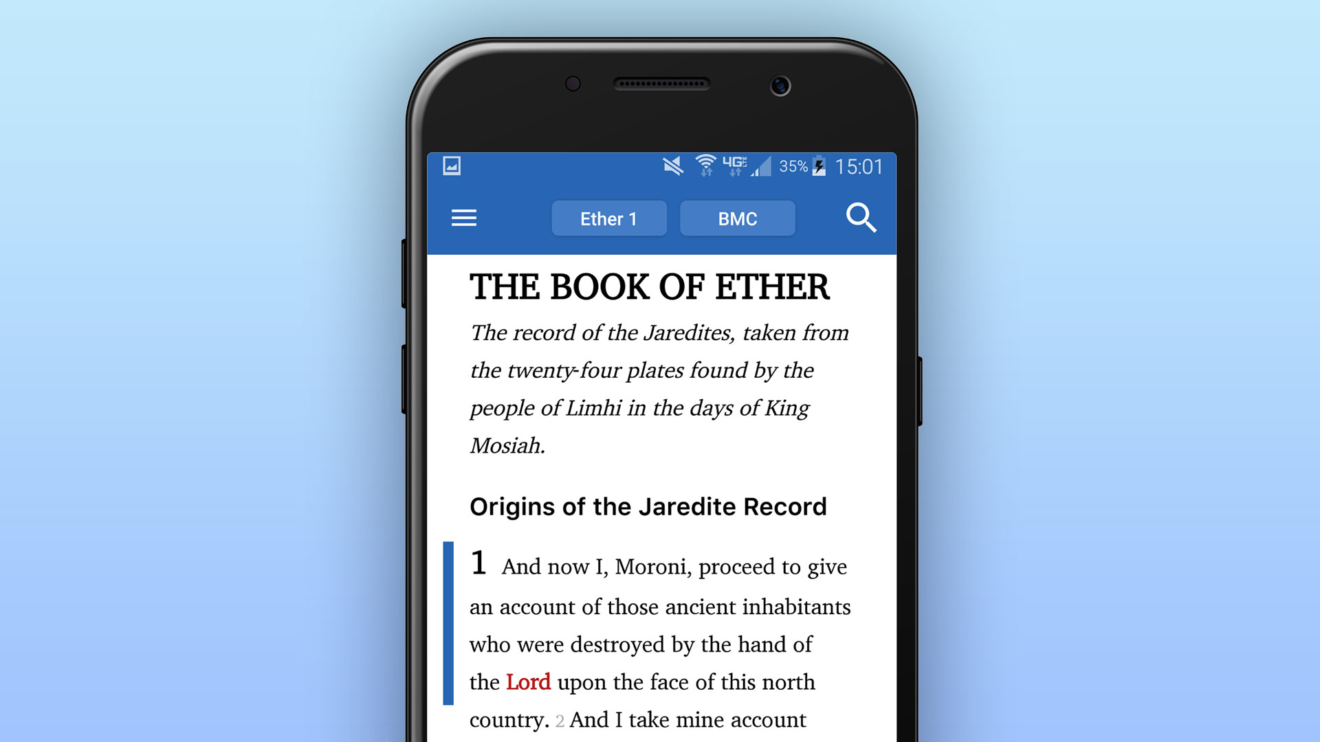 ScripturePlus app screenshot of the book of Ether.