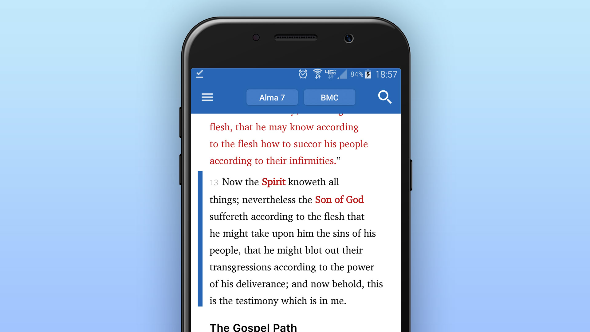 ScripturePlus app screenshot of the Alma 7.